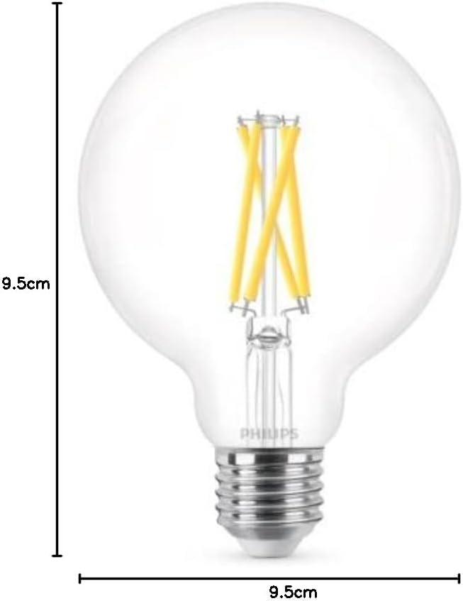 Detalle de Philips 929003010901 Globe LED-filamentlamp E27, dimbaar, transparant, 2700 K