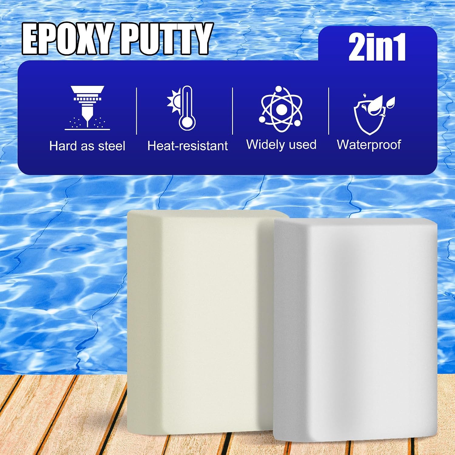 Detalle de Fuchoi C030405denl epoxy-kneedpasta 280 g, wit en waterdicht
