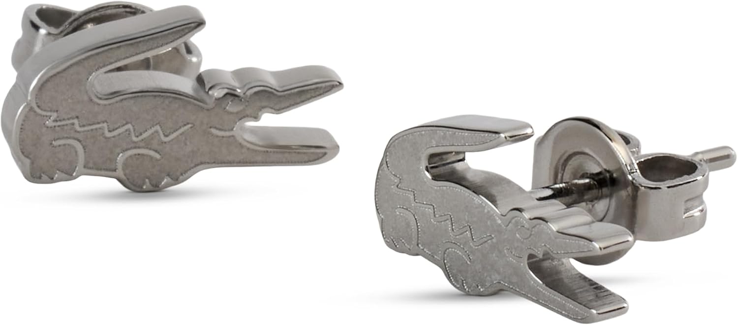 Detalle de Lacoste Ohrstecker aus der CROCODILE Kollektion – Edelstahl, Krokodillogo, verfügbar in Silber, Gelbgold oder Roségold