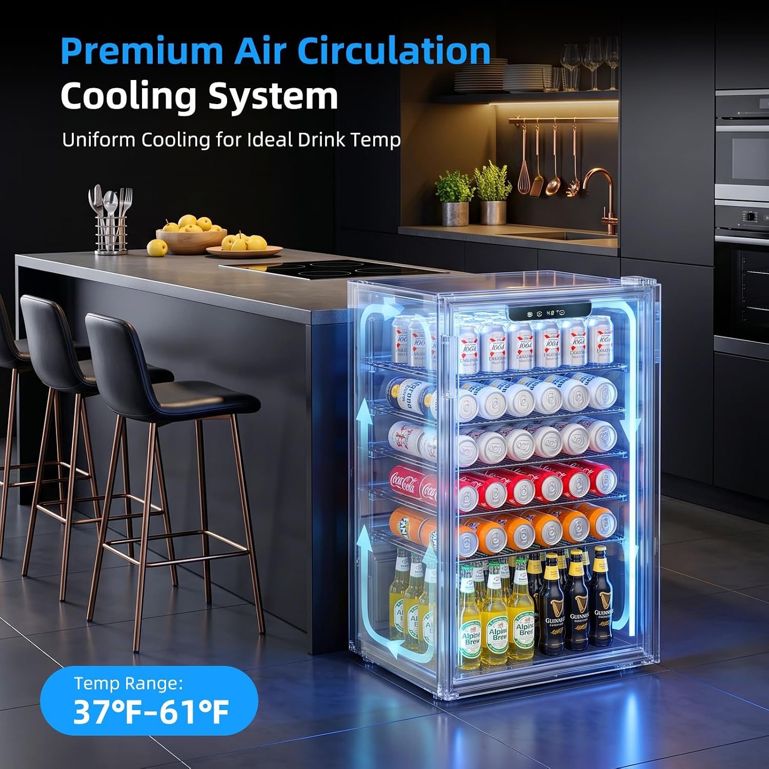 Detalle de Antarctic Star JC-91VEL-F Beverage Refrigerator, 3.1 cu. ft., 4 Shelves