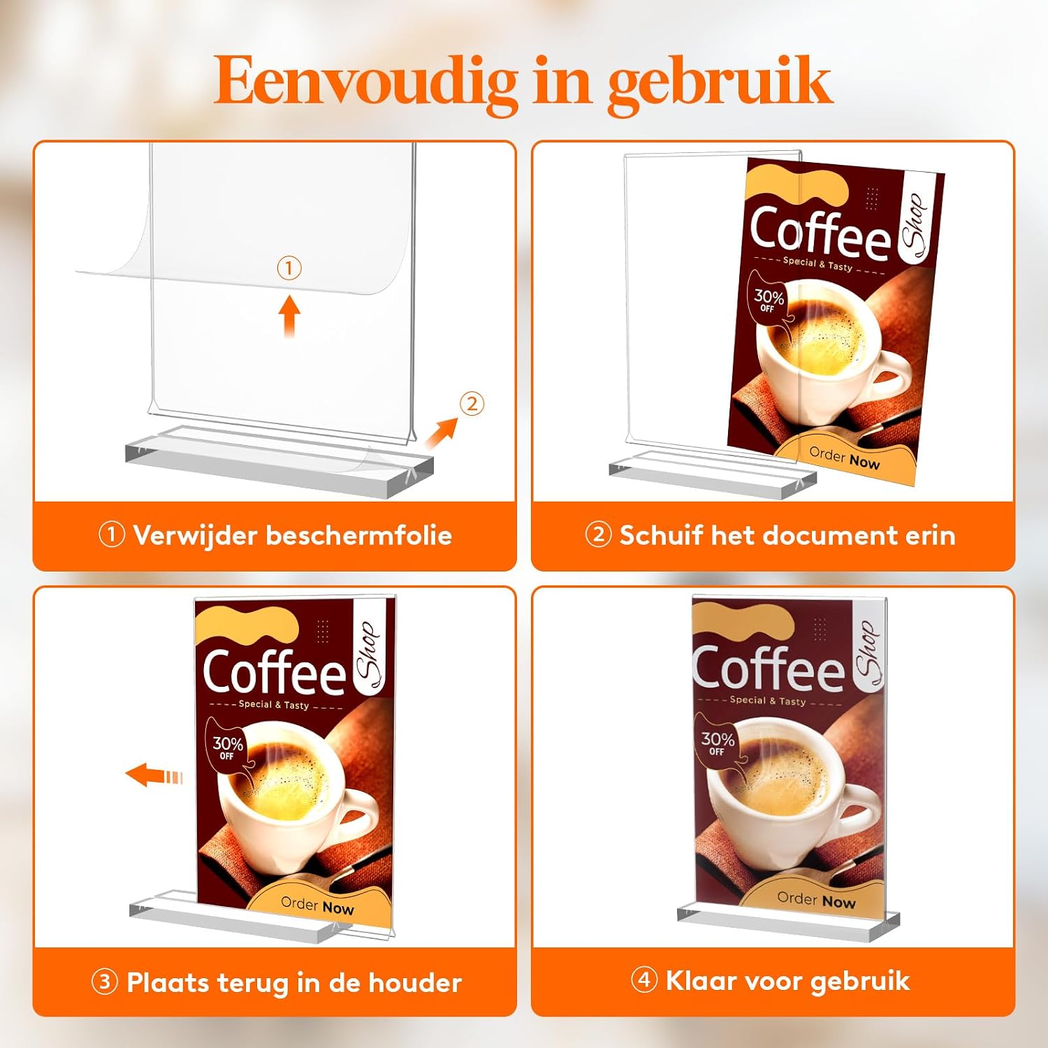 Detalle 1 de Lifewit 23082 A5-displayhouder, transparant kunststof, dubbelzijdig, set van 8