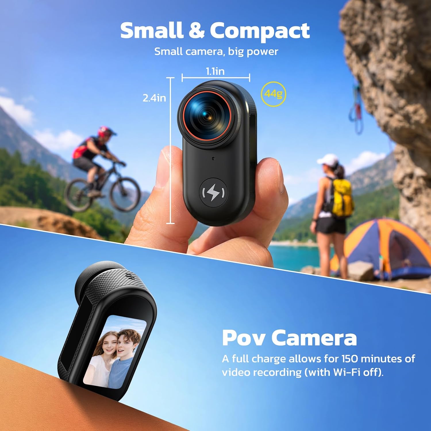 Thumbnail 6 de CAMWORLD 4K POV Thumb Action Camera with 64GB Card, WiFi & 1.47" Screen
