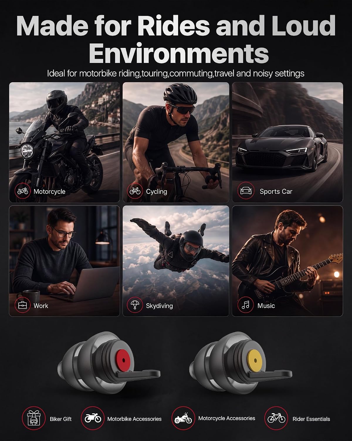 Thumbnail 6 de Naiicute Motorcycle Ear Plugs Wind Noise Reduction (2 Pairs, Size M)