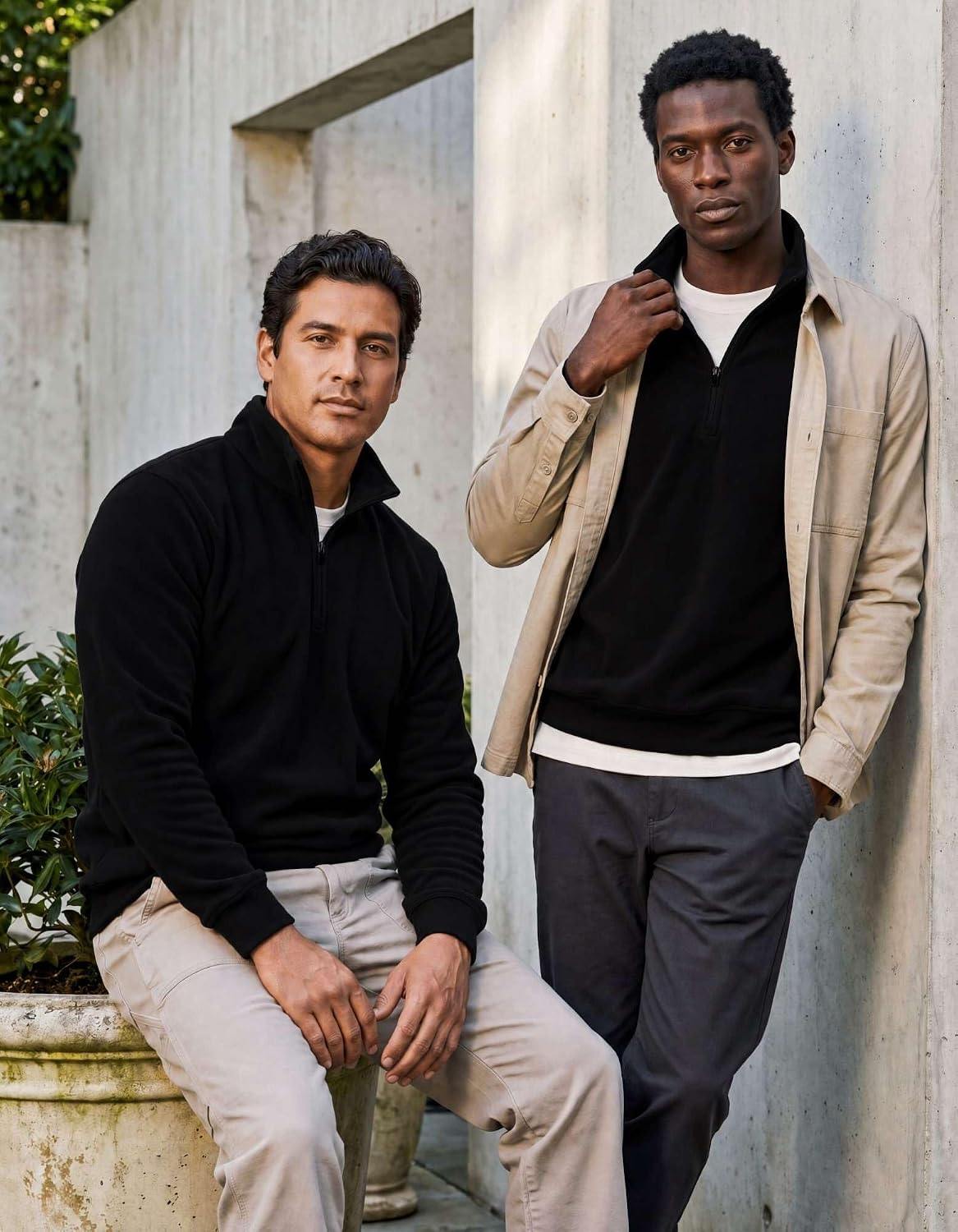 Detalle de Men's Fleece Half-Zip Sweatshirts 2-Pack