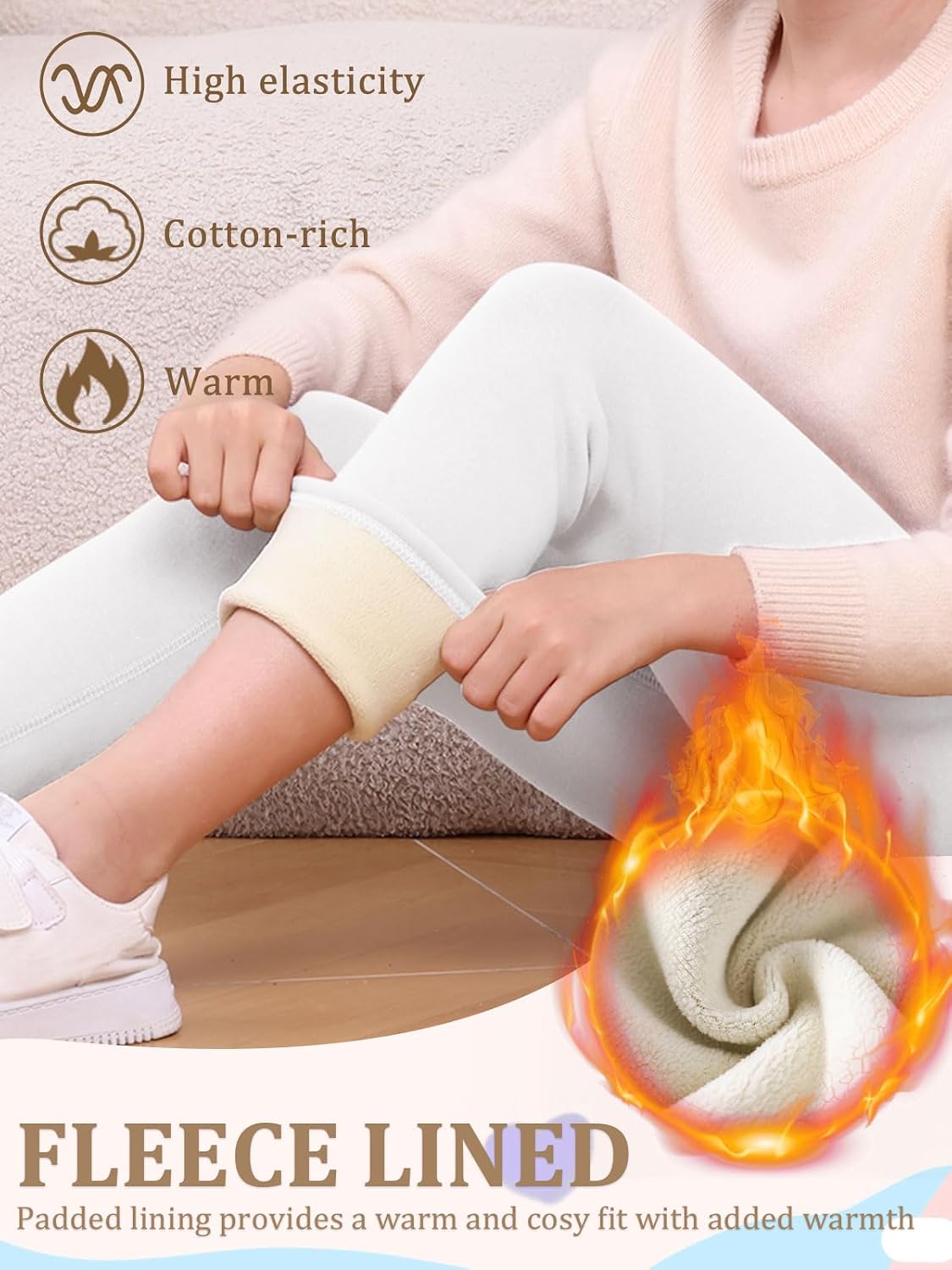 Thumbnail 4 de Vorvowry Girls Fleece Lined Leggings thermal tights