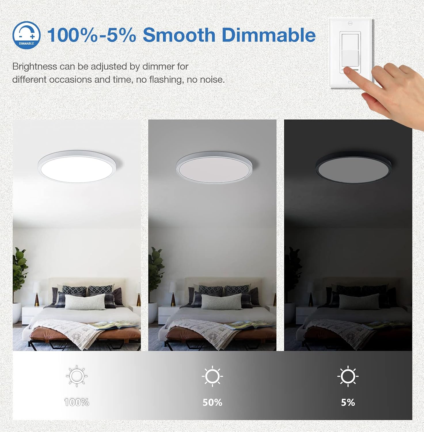 Thumbnail 2 de CycevSun CL40-W2P 15.8-Inch Dimmable LED Flush-Mount Ceiling Light, 2-Pack