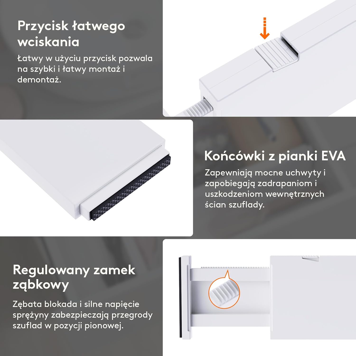 Thumbnail 4 de Lifewit 23041 – 12 regulowanych organizerów do szuflad, wysokość 10 cm