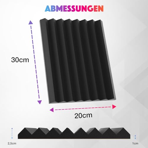Thumbnail 4 de Sonic Acoustics 12 Stück Selbstklebende Schallabsorber – 3D Hochdichte Akustikschaumstoff 2,5 cm, 35 kg/m³