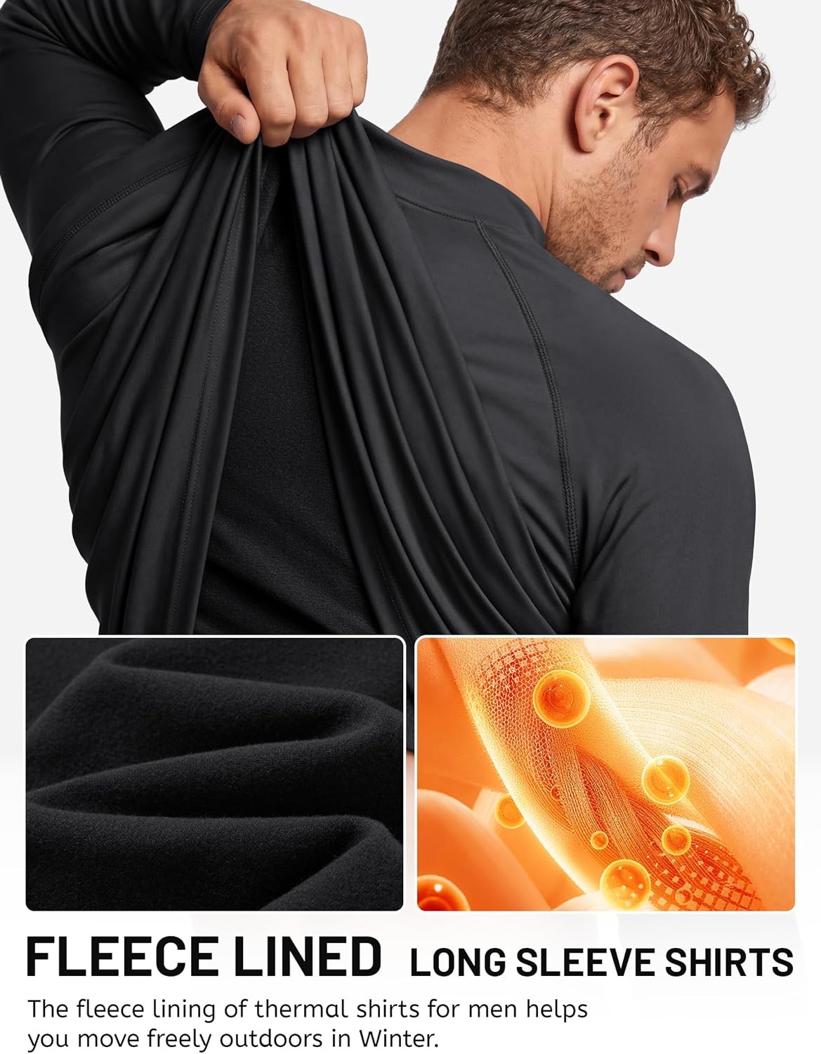 Detalle de TACVASEN Men's Thermal Turtleneck Shirt, Fleece-Lined Long-Sleeve Base Layer