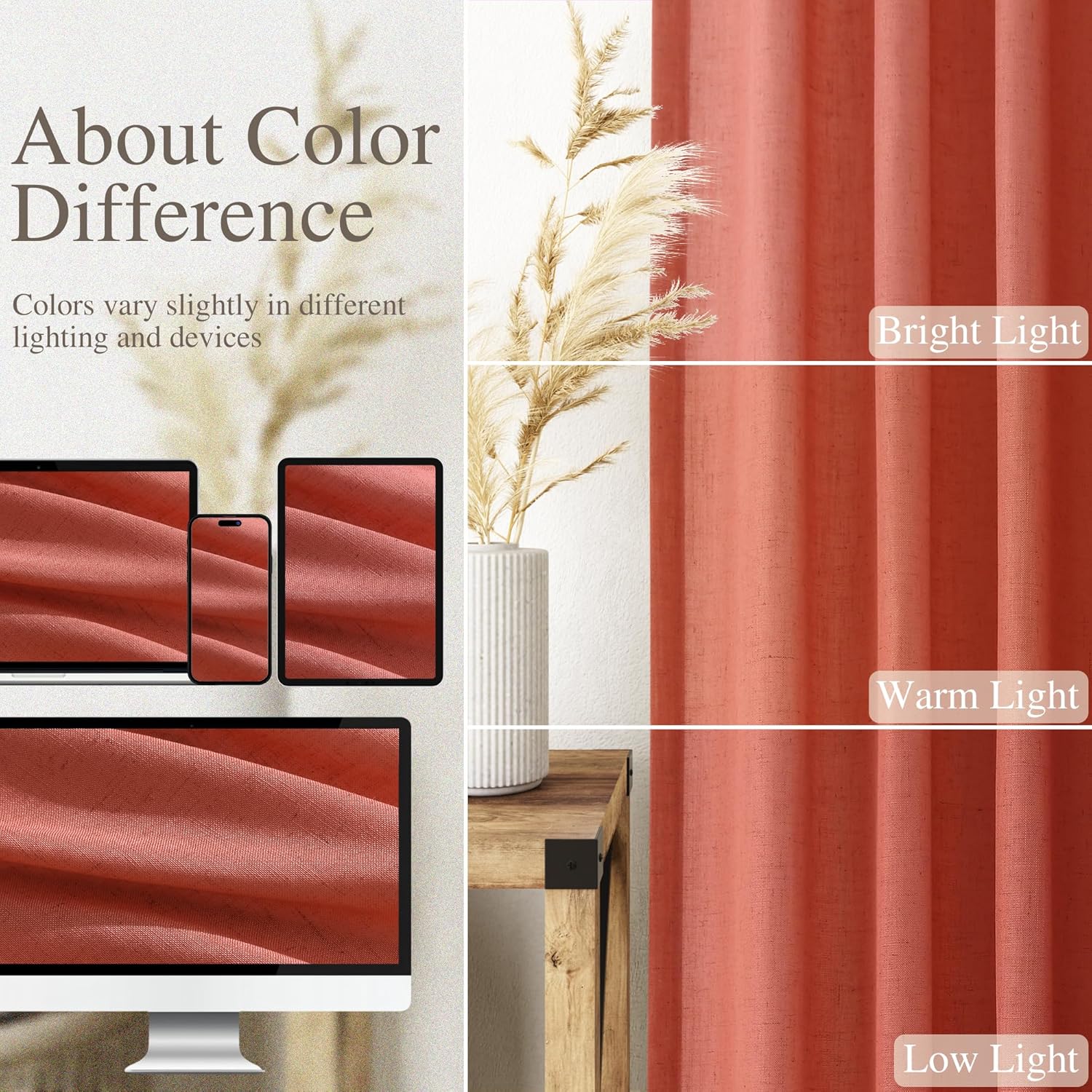 Detalle de Coral Curtains 120" Linen Blend