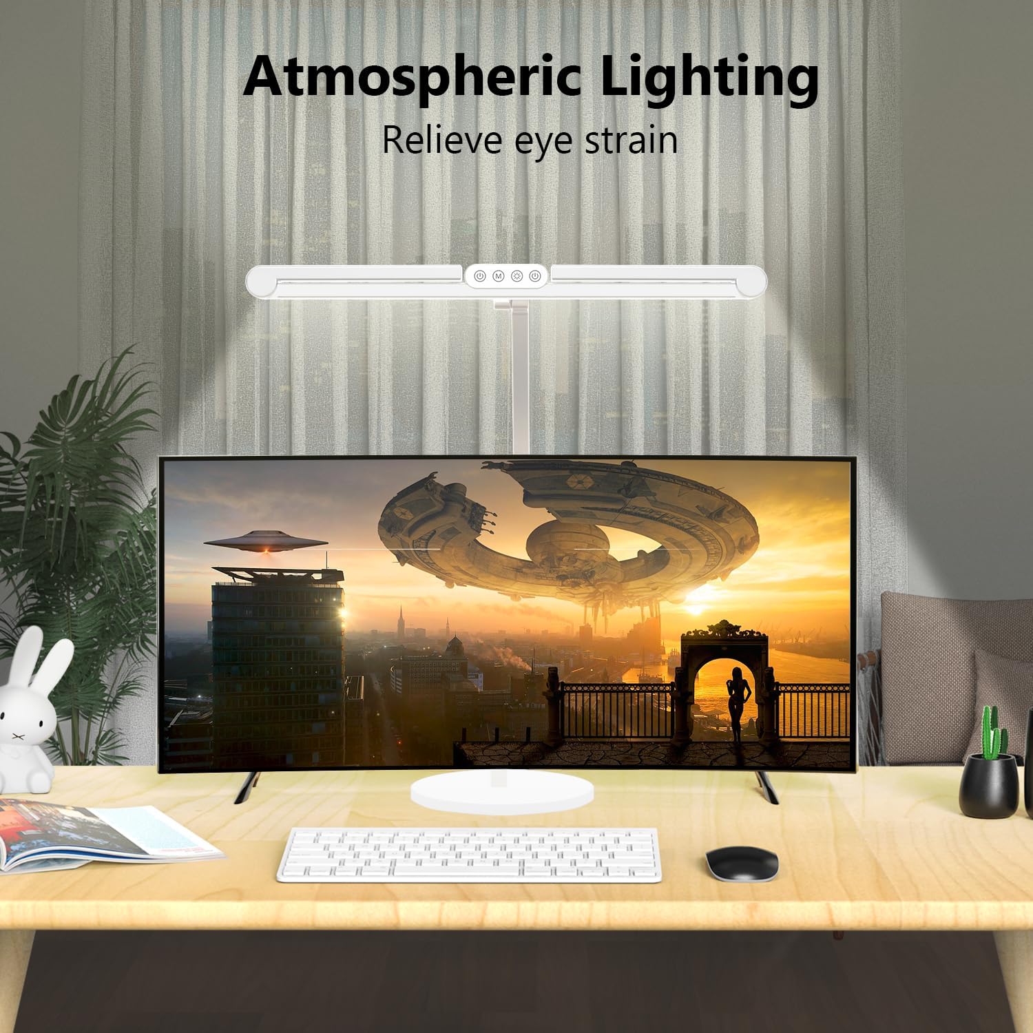 Detalle de Micomlan FDDL09 24W LED Desk Lamp with 3 Light Bars and Auto-Dimming