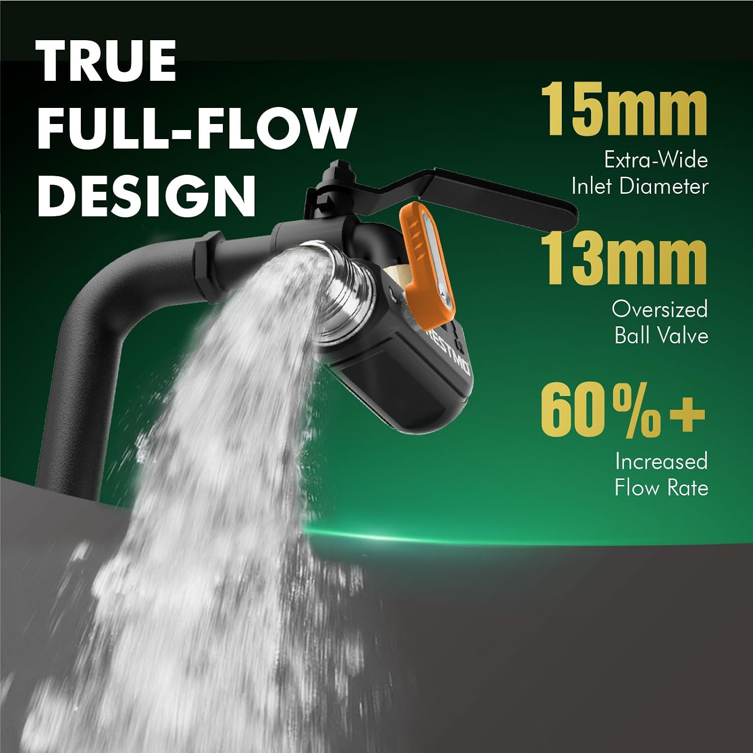 Detalle de Restmo O-HS-1A90-OG 90-Degree Hose Elbow with Shut-Off Valves, 3/4-Inch GHT