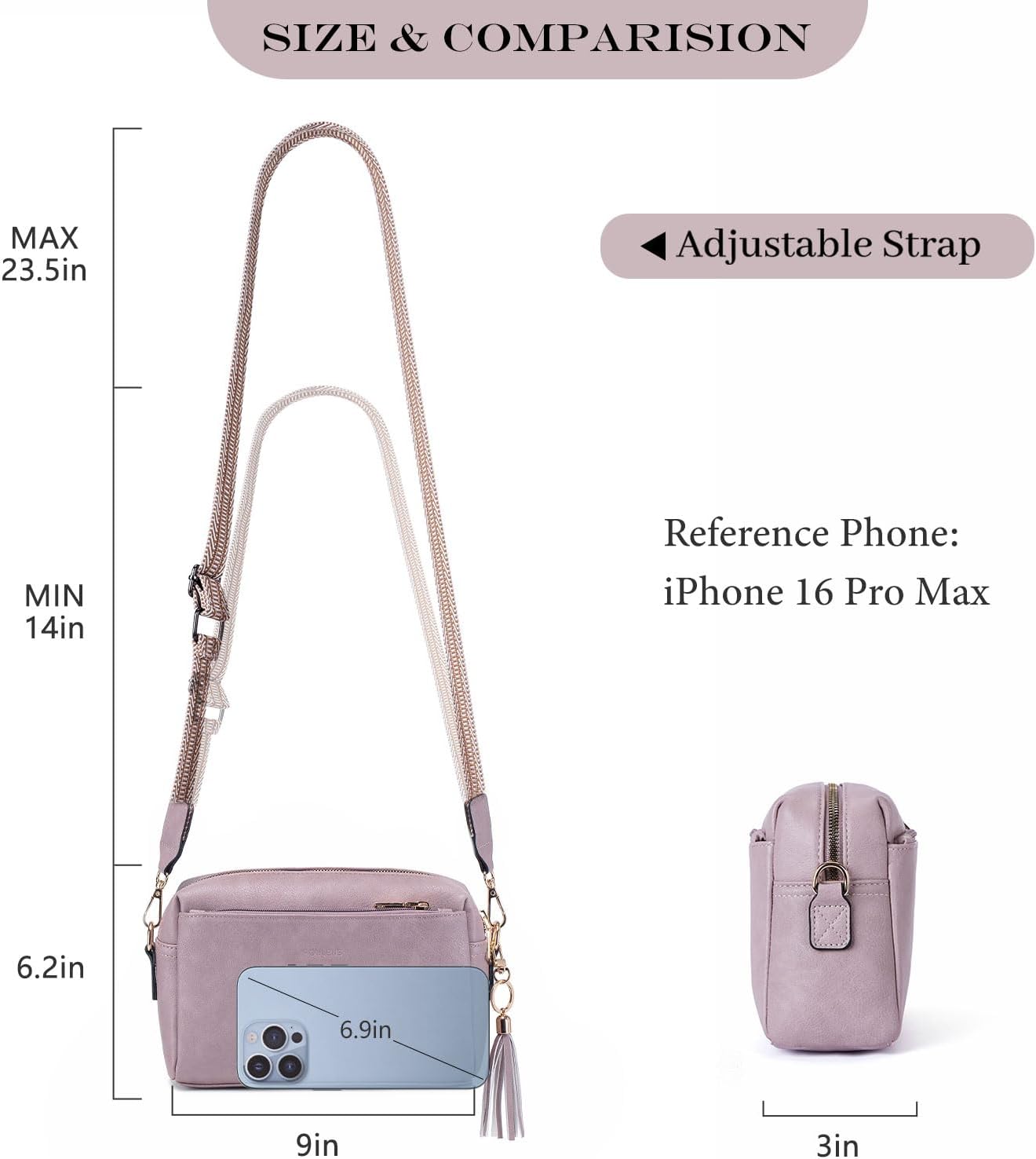 Thumbnail 2 de Roulens Piccola Borsa a Tracolla Donna: 3 Scomparti e PU Pelle — Versatile e Leggera