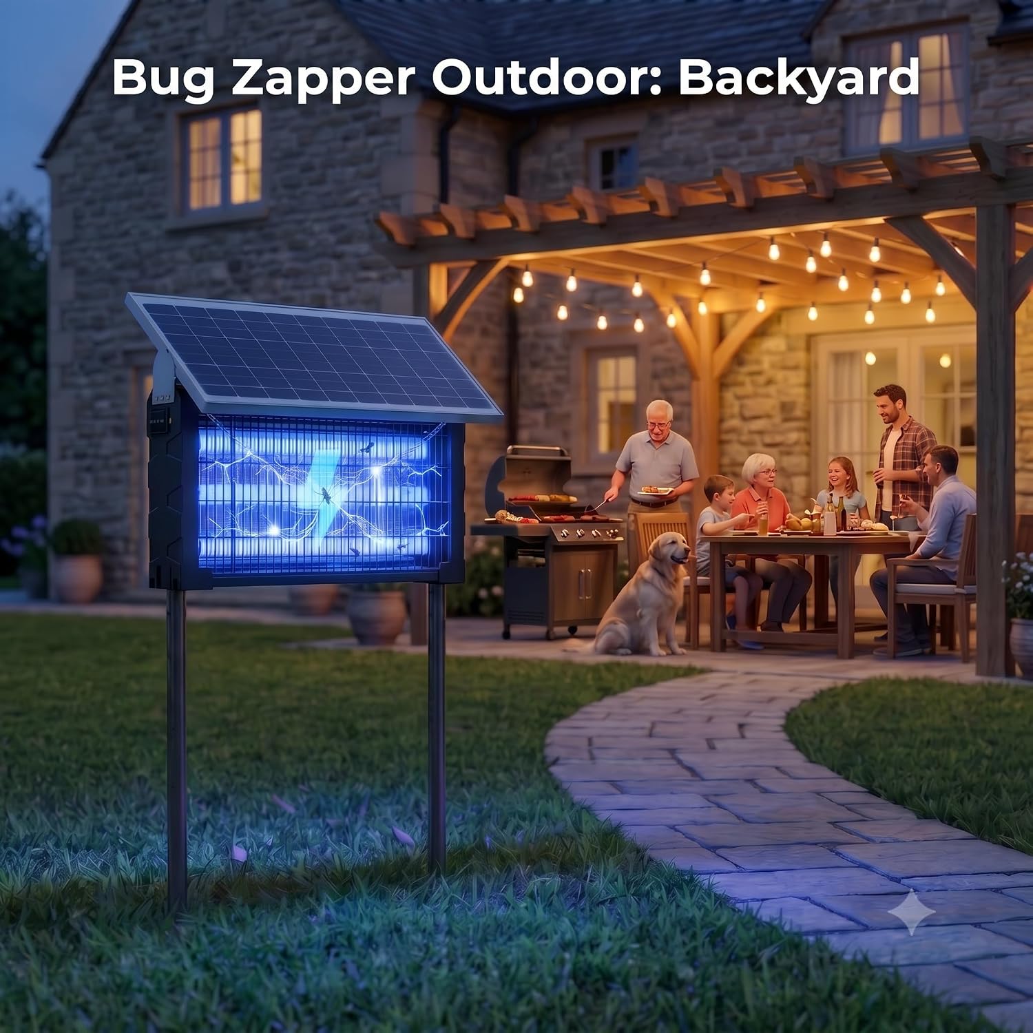 Detalle de WingRepel Solar Bug Zapper Outdoor: 3000V Cordless Mosquito Trap for Patio, Garden and Camping