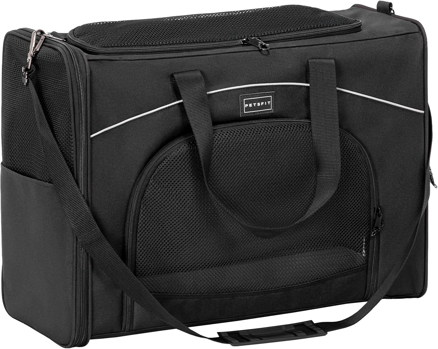 Petsfit sac de transport pliable pour chat et chien avec 2 coussins (55 x 40 x 23 cm) — bandoulière amovible et lavable