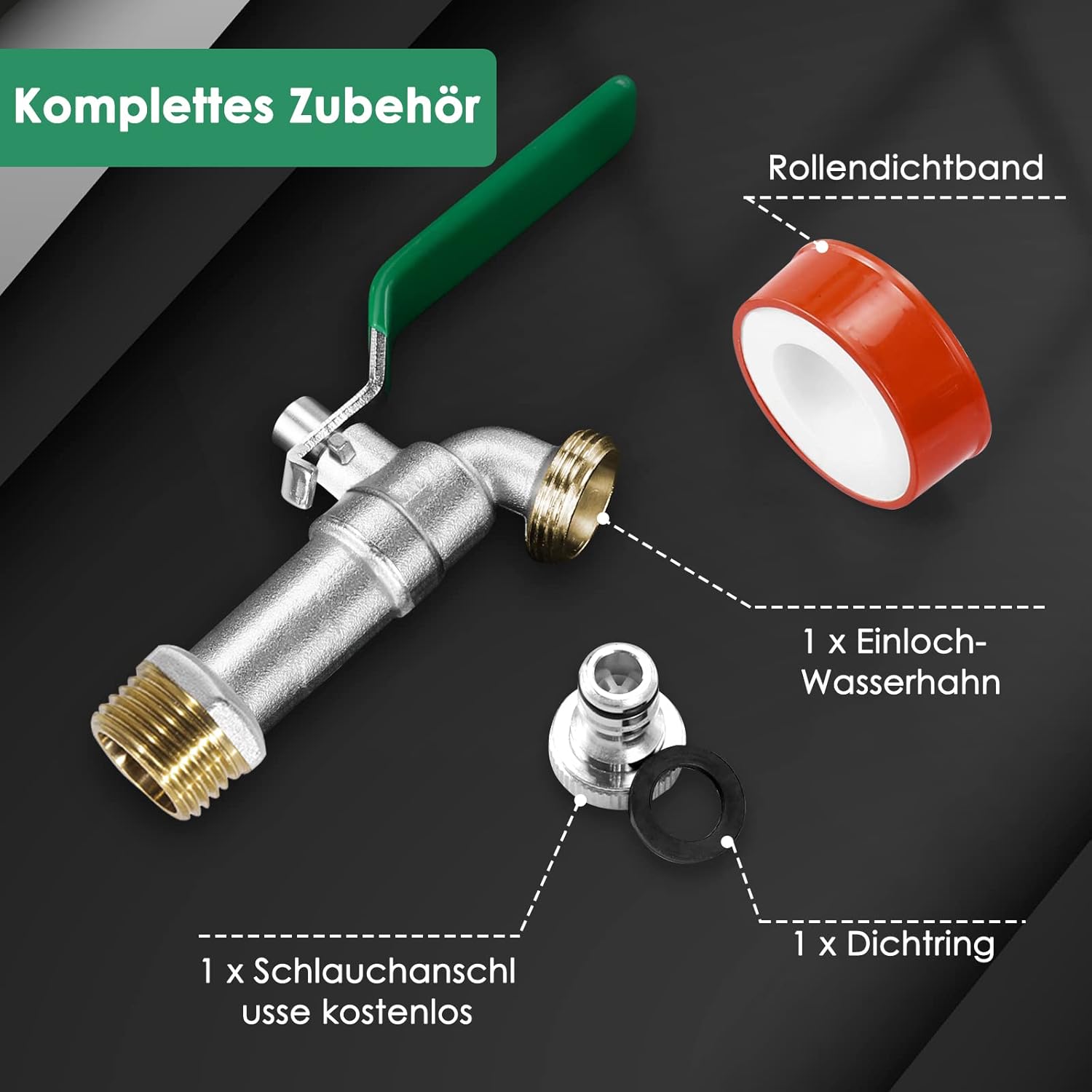 Thumbnail 1 de SPGOOD Garten-Wasserhahn (3/4 Zoll) aus Messing, frost- und rostgeschützt, mit Schlauchanschluss