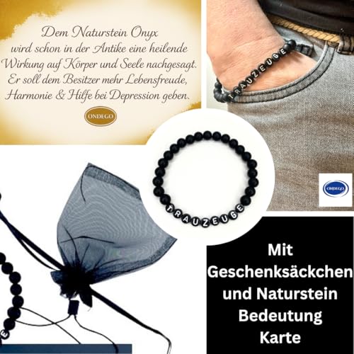 Thumbnail 6 de ONDEGO Armband TRAUZEUGE ONYX Naturstein schwarz matt – S Größe, personalisiert Herren