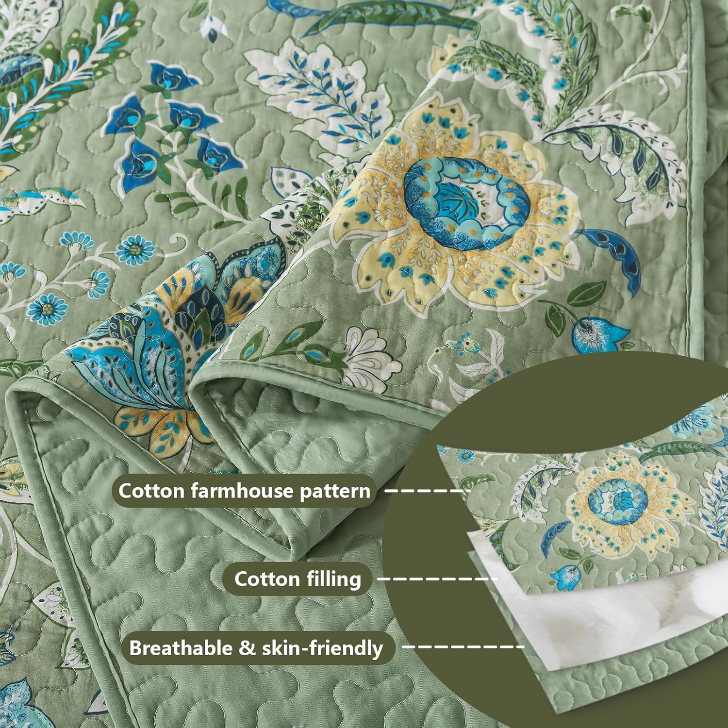 Detalle de BEDIFANY Queen Quilt Set 100% Cotton