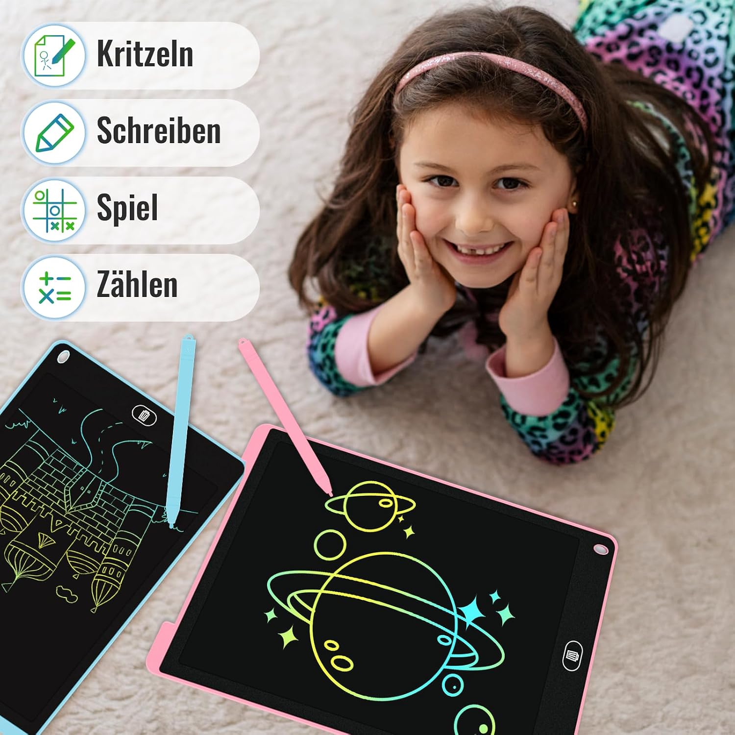 Detalle de Electight HK-12A-EBDECAT1L LCD-schrijfbord, 12 inch, set van 2 met wisfunctie