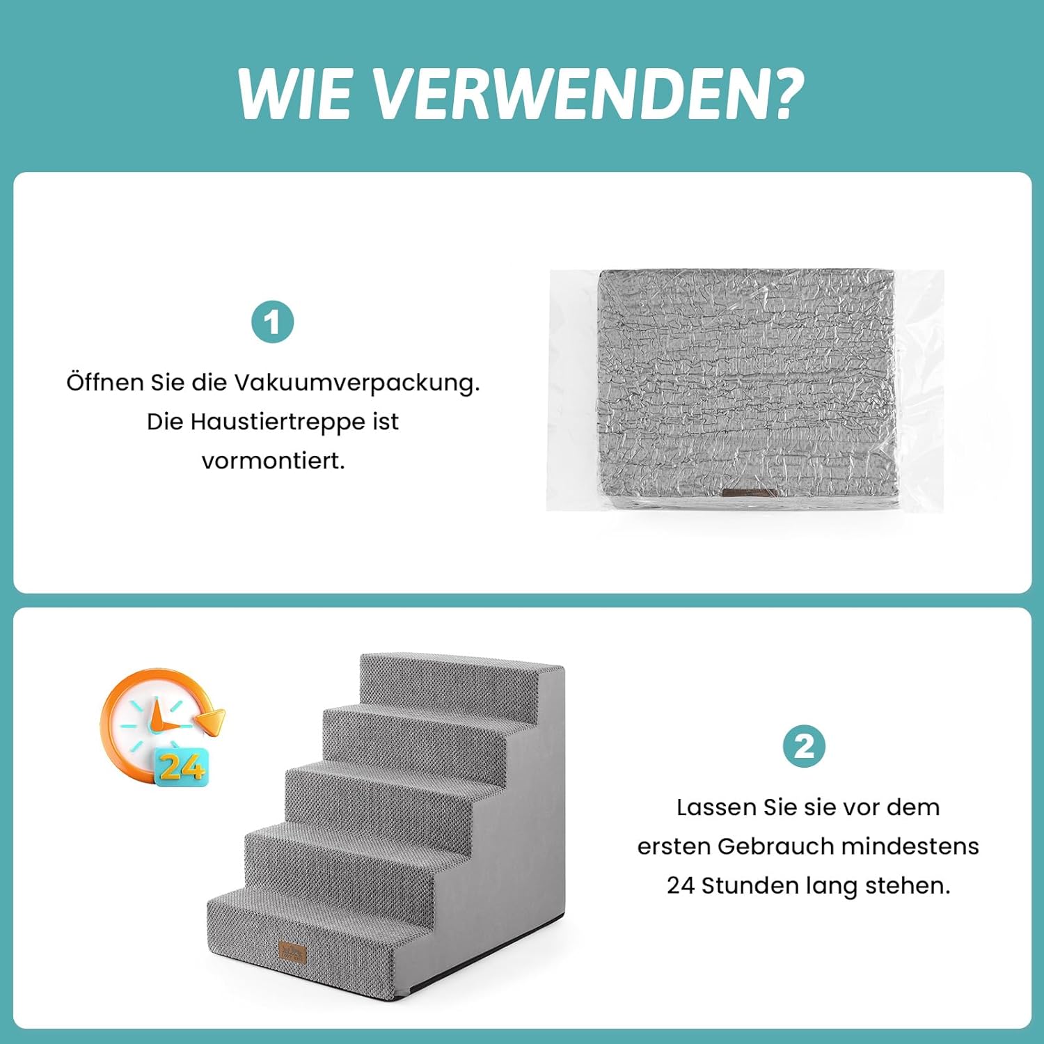 Thumbnail 6 de COZY KISS Hundetreppe 5 Stufen Grau 75x50x60 cm