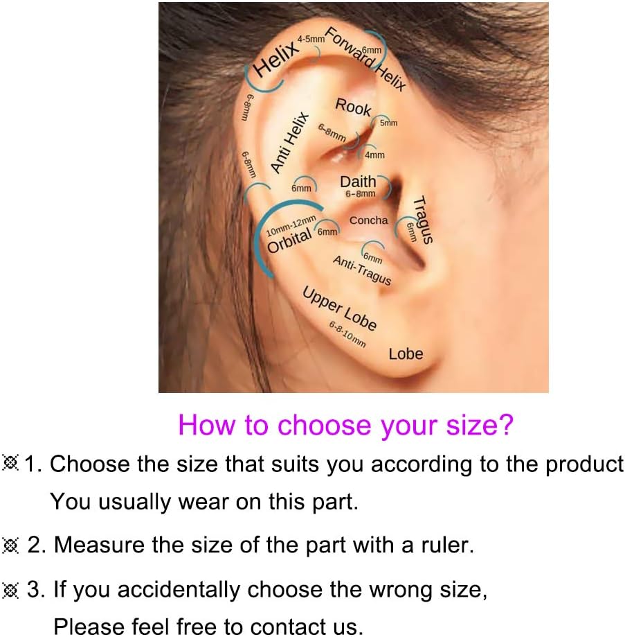 Thumbnail 6 de OUFER 18G/20G Piercing Helix Conch CZ acier
