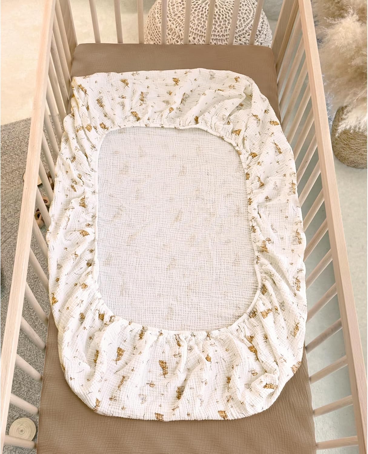 Detalle de lulumoon CB Muslin Cotton Crib Sheets, 2-Pack, 100% Cotton, Easterbunny Print