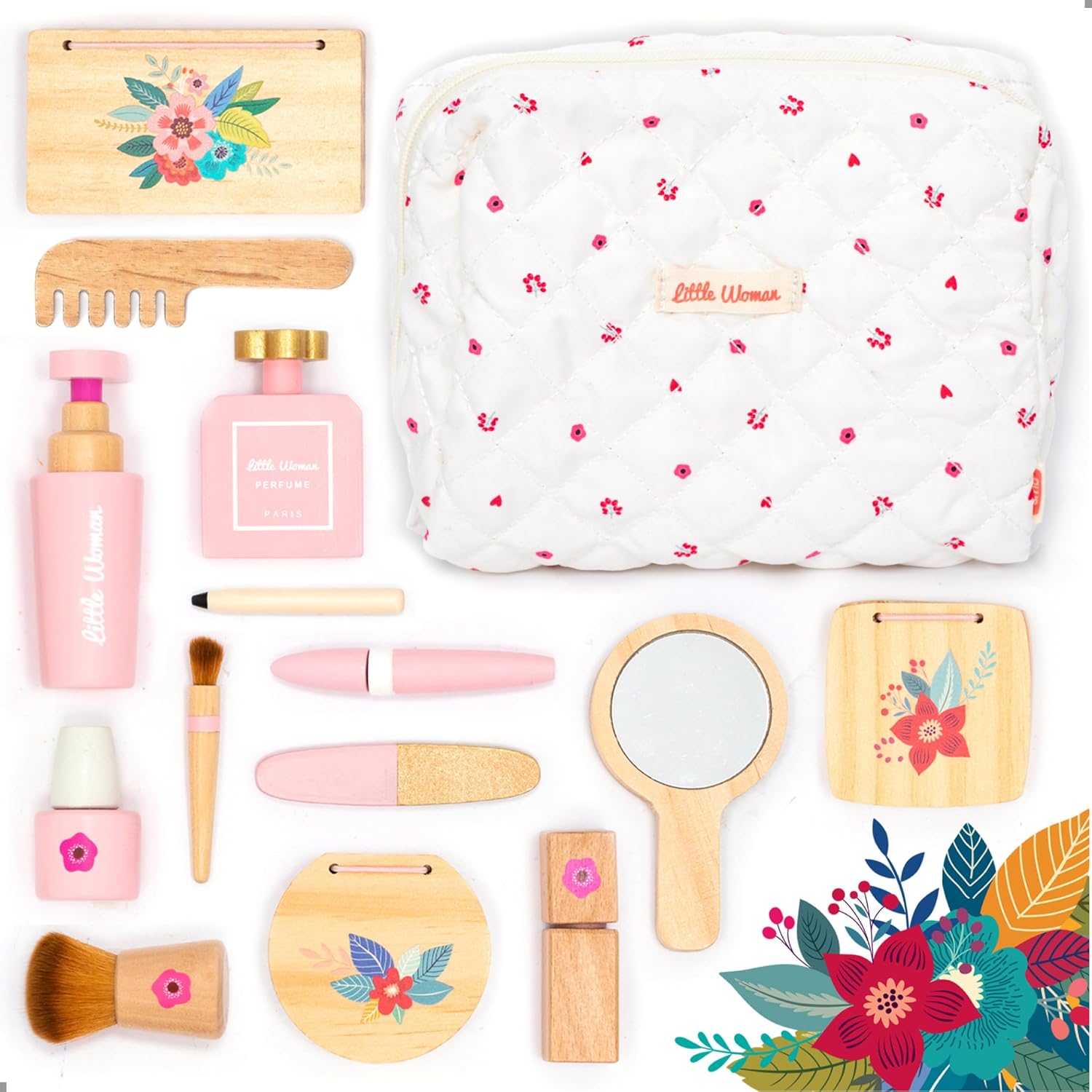 Detalle de UMU® Wooden Pretend Makeup Kit for Toddlers — Realistic Wooden Beauty Set for 3–6 Year Olds
