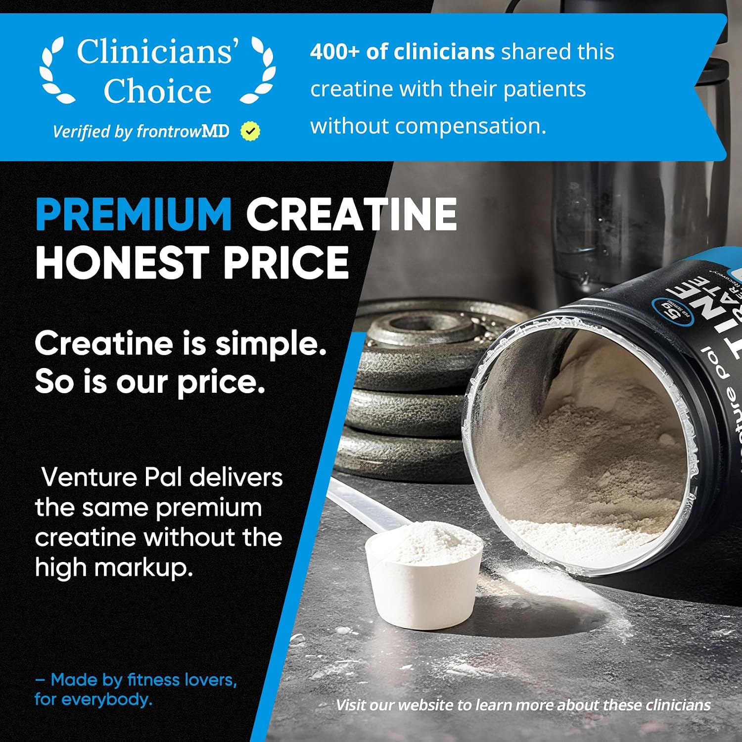 Thumbnail 1 de Venture Pal Micronized Creatine Monohydrate Powder, Unflavored, 5 g per Serving