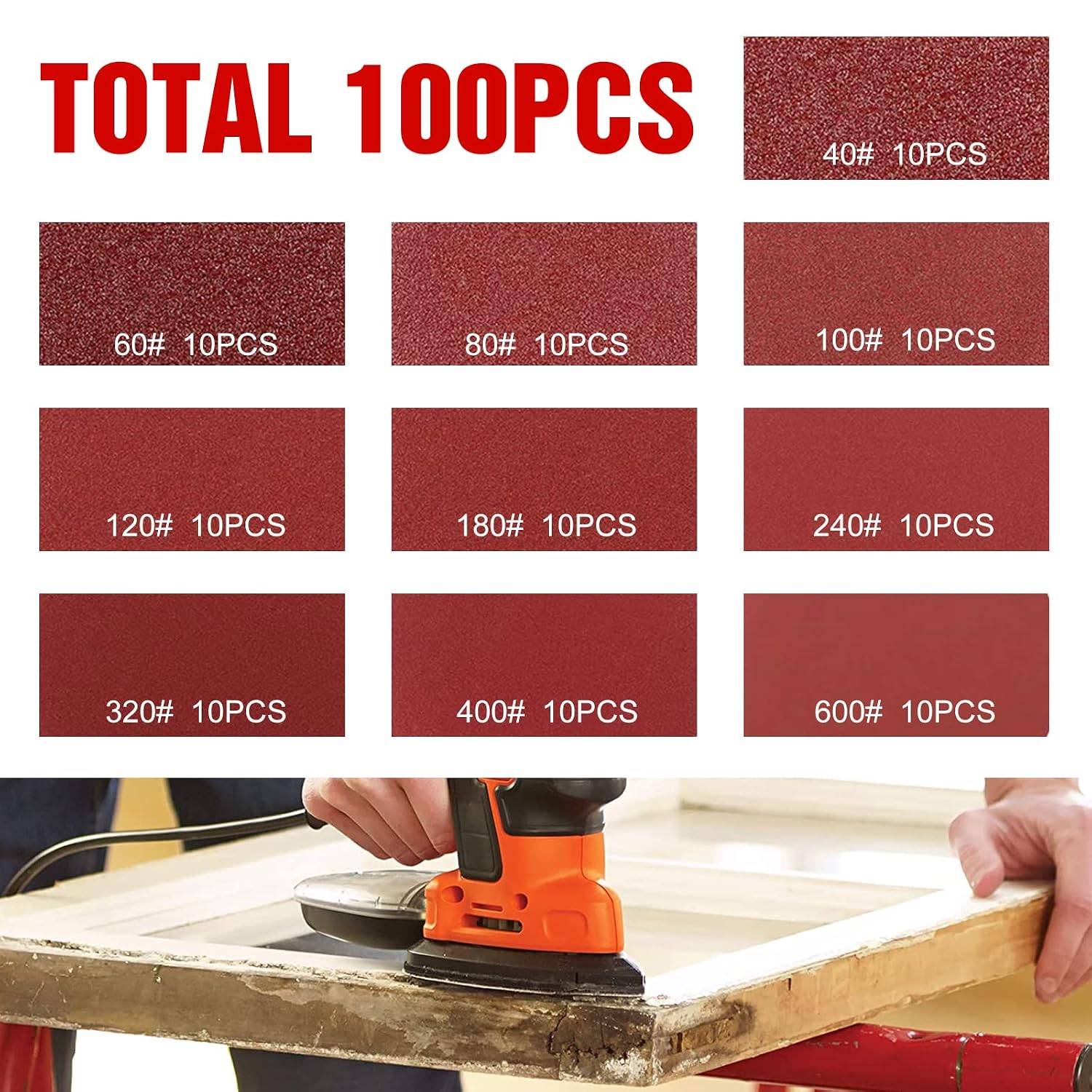 Detalle de KONGMING Mouse Sander Pads 100 pcs, assorted grits 🪚