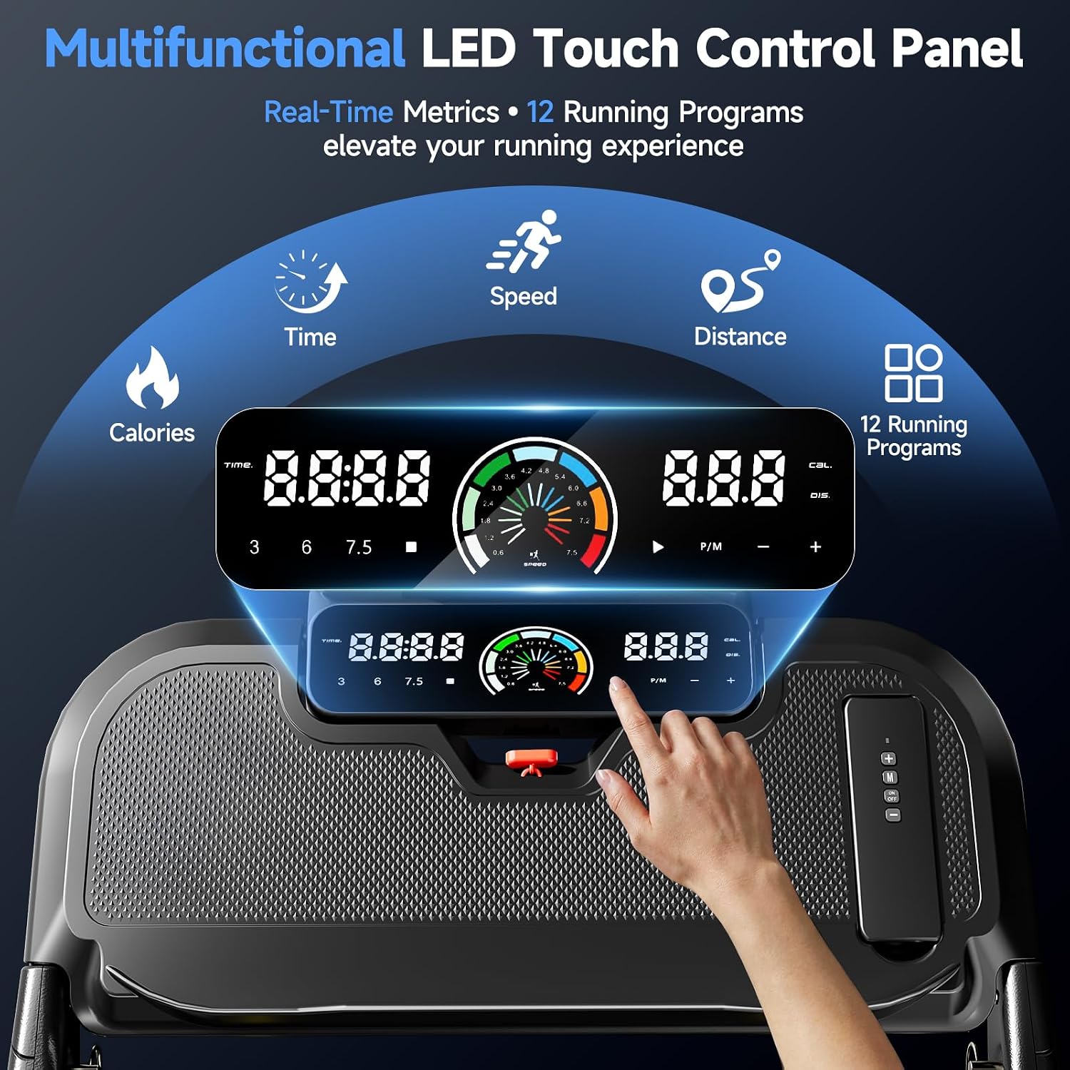 Detalle de YPOO T7 Folding Walking Pad with Handle, 16% Incline and RGB Light