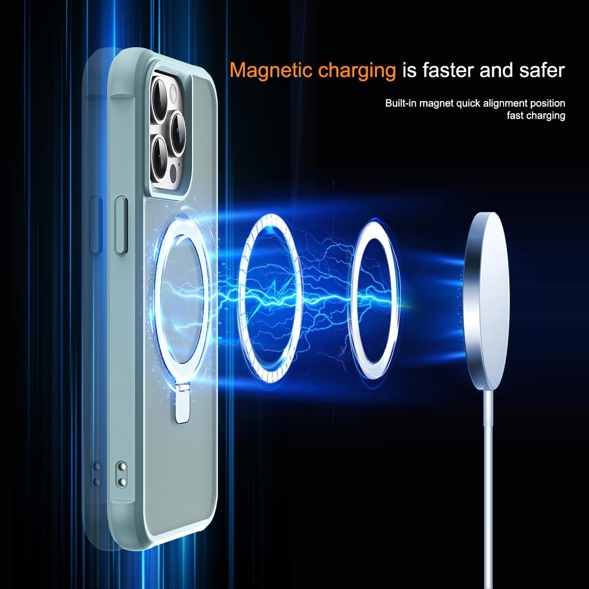 Thumbnail 2 de SKYLMW Magnetic Ring Kickstand Case for iPhone 12 Pro Max & 13 Pro Max (6.7”) in Blue