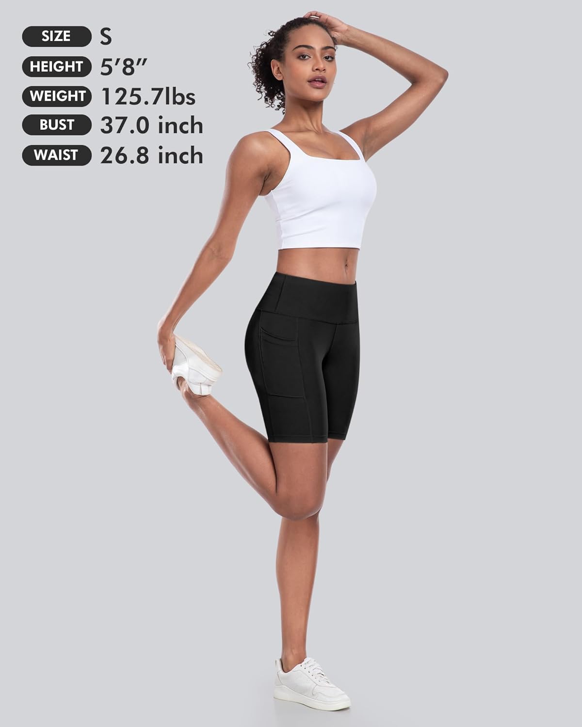 Thumbnail 4 de CHRLEISURE Womens Biker Yoga Shorts with Pockets: High Waist Tummy Control 4-Pack