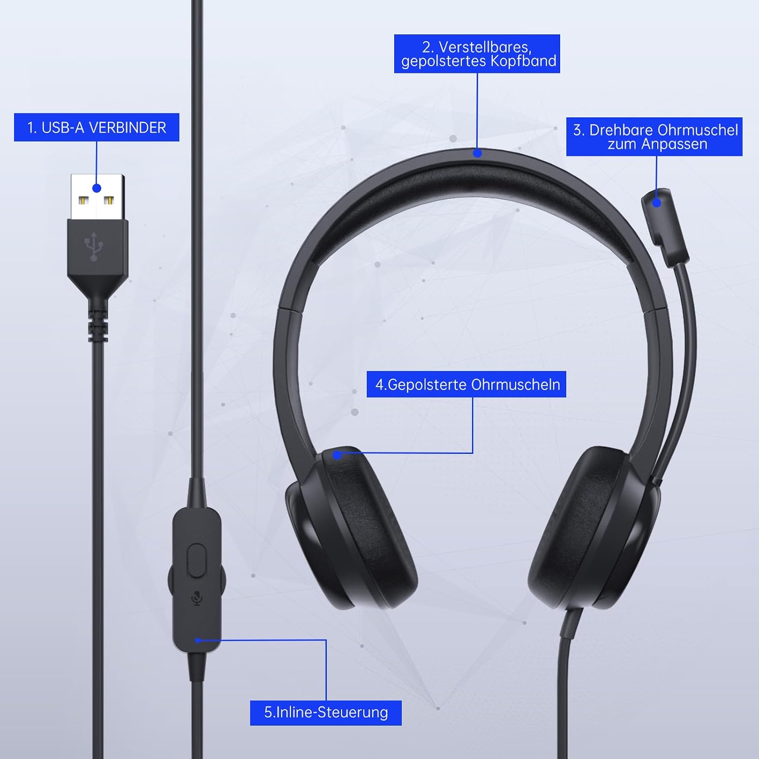 Detalle 2 de syndesmos USB Headset mit Mikrofon 135 g