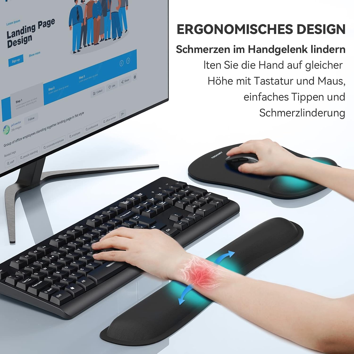 Thumbnail 2 de TECKNET Mauspad mit Handauflage 2‑in‑1