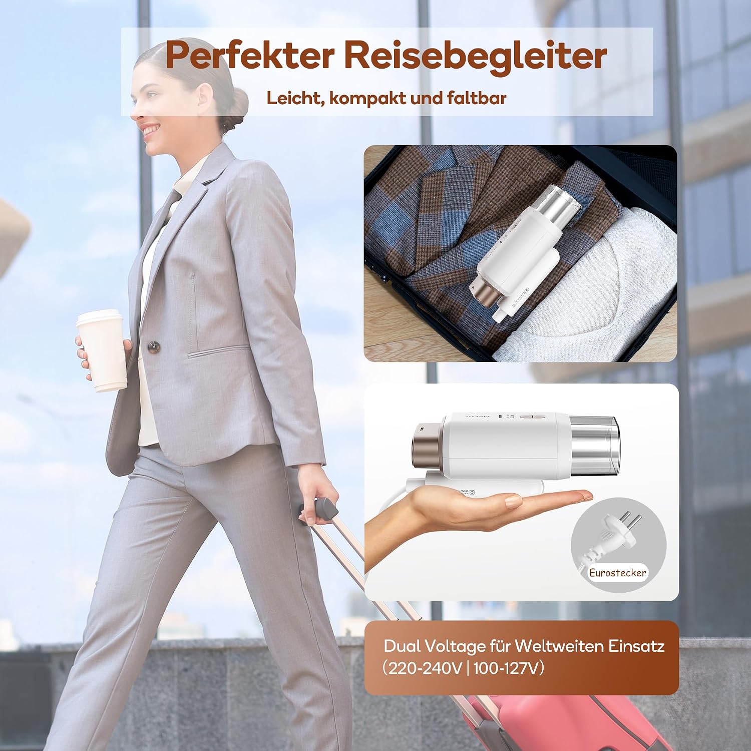 Detalle de Newbealer Steamer Reise Dampfglätter 1200W