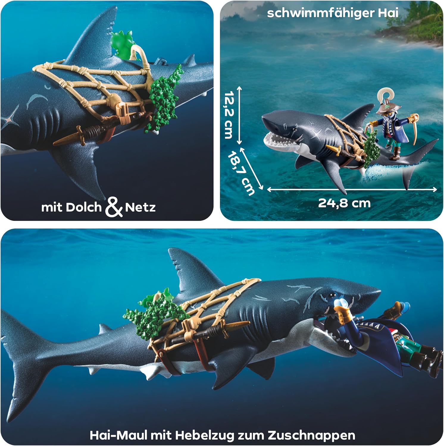 Detalle 2 de PLAYMOBIL Pirates Gefahr durch Riesenhai – Piratenspielzeug 71793