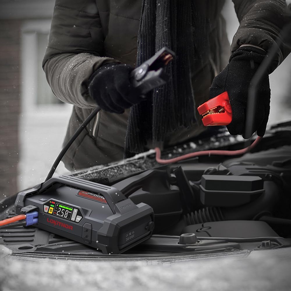 Detalle de LOKITHOR JA300 : booster 1500A avec compresseur 150 PSI et batterie 12 V externe