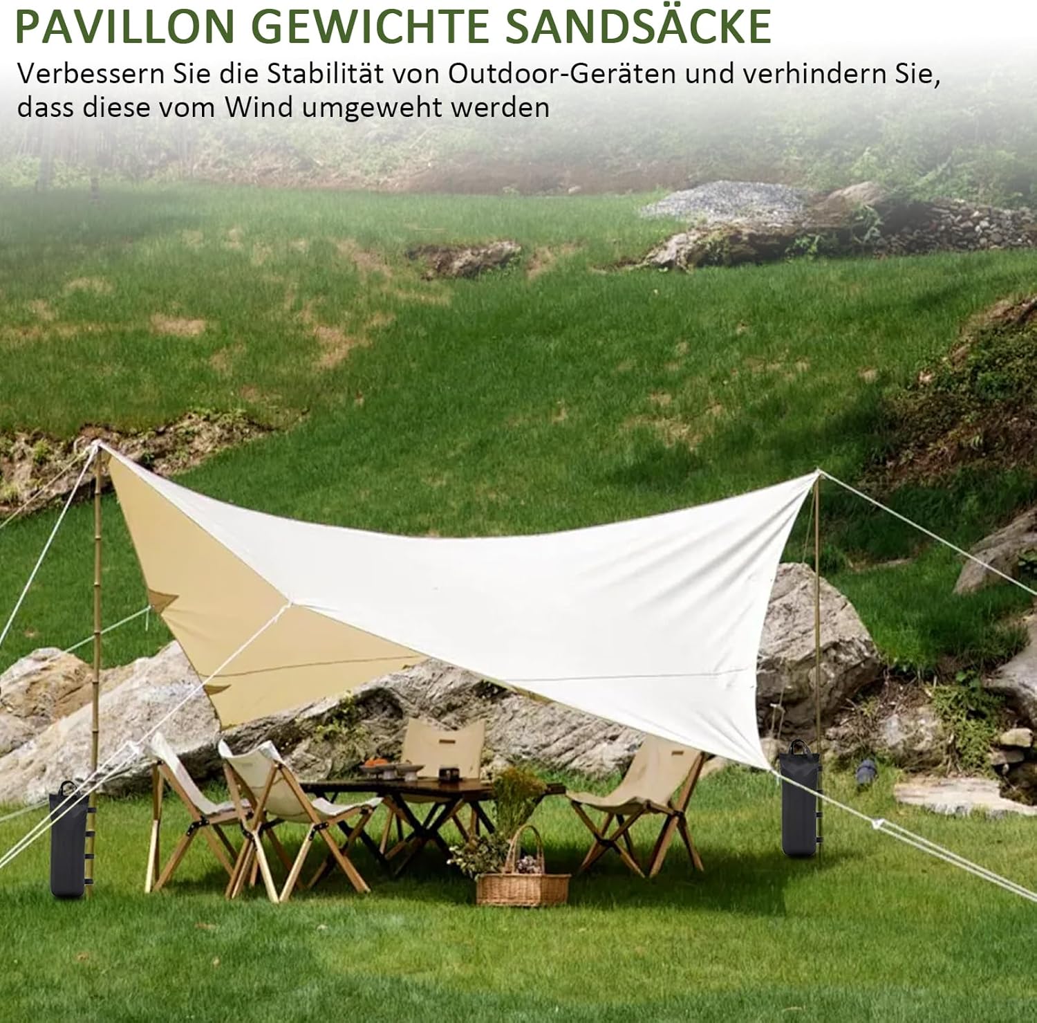 Thumbnail 1 de Pavillon Sandsäcke zum Befüllen für Outdoor (4 Stück) – Gewichtstaschen für Canopy, Sonnenschirm & Zelt