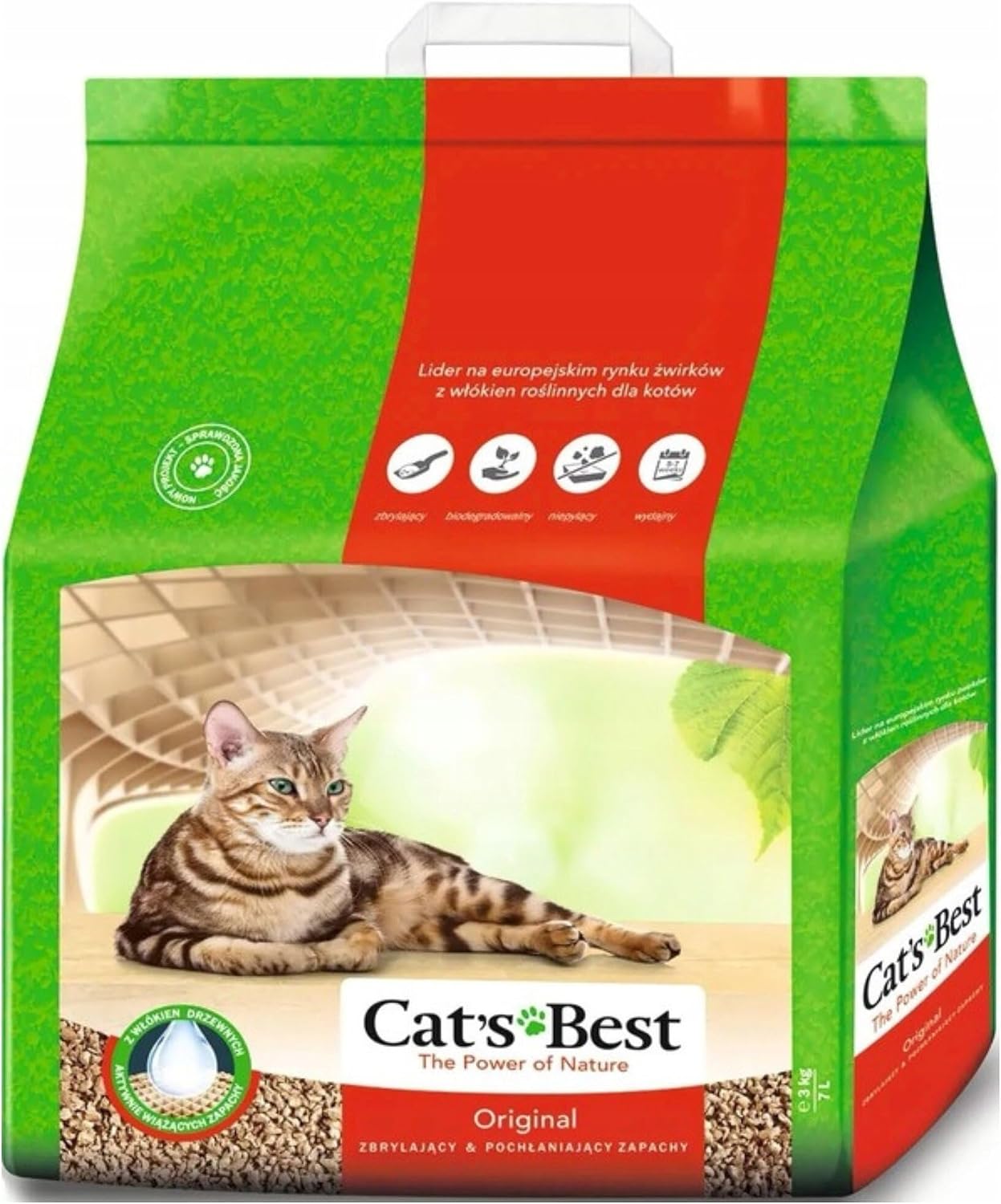 Detalle de Cat's Best 29734 Lettiera per Gatti, 20L / 8,6kg — fibra naturale compostabile