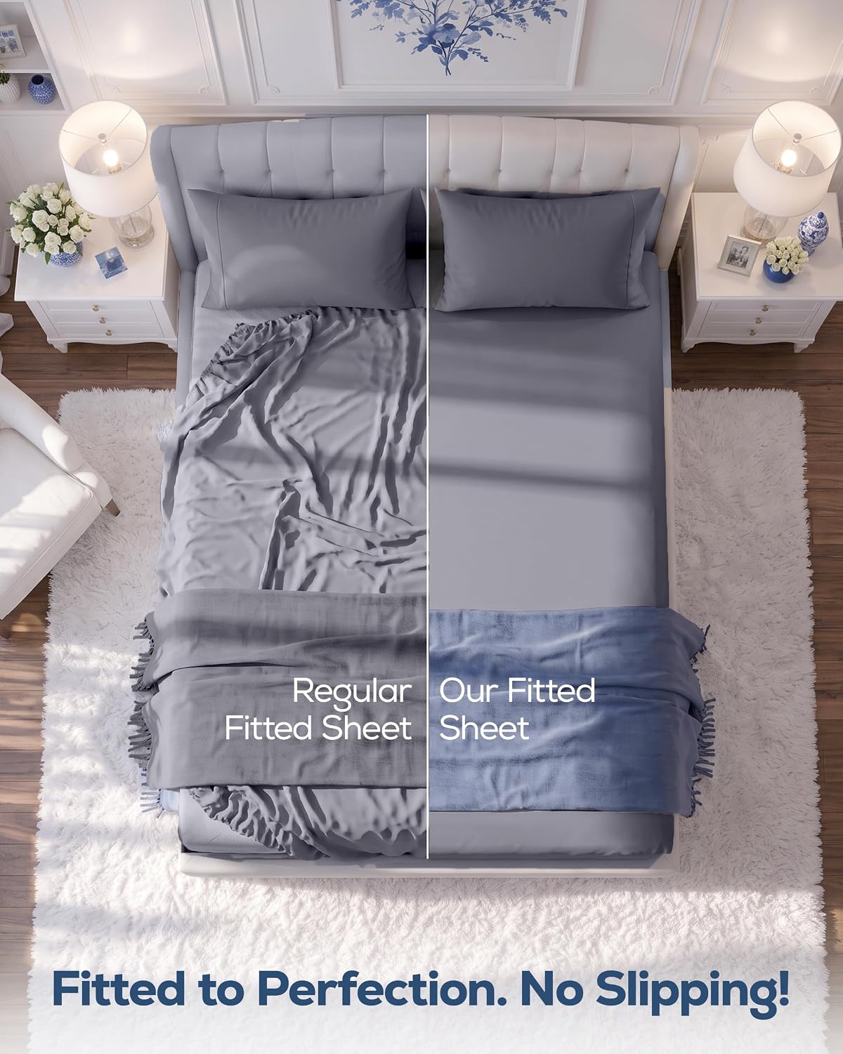 Detalle de Utopia Bedding UB0308 King Fitted Sheet, 15-Inch Deep Pocket, Gray Microfiber
