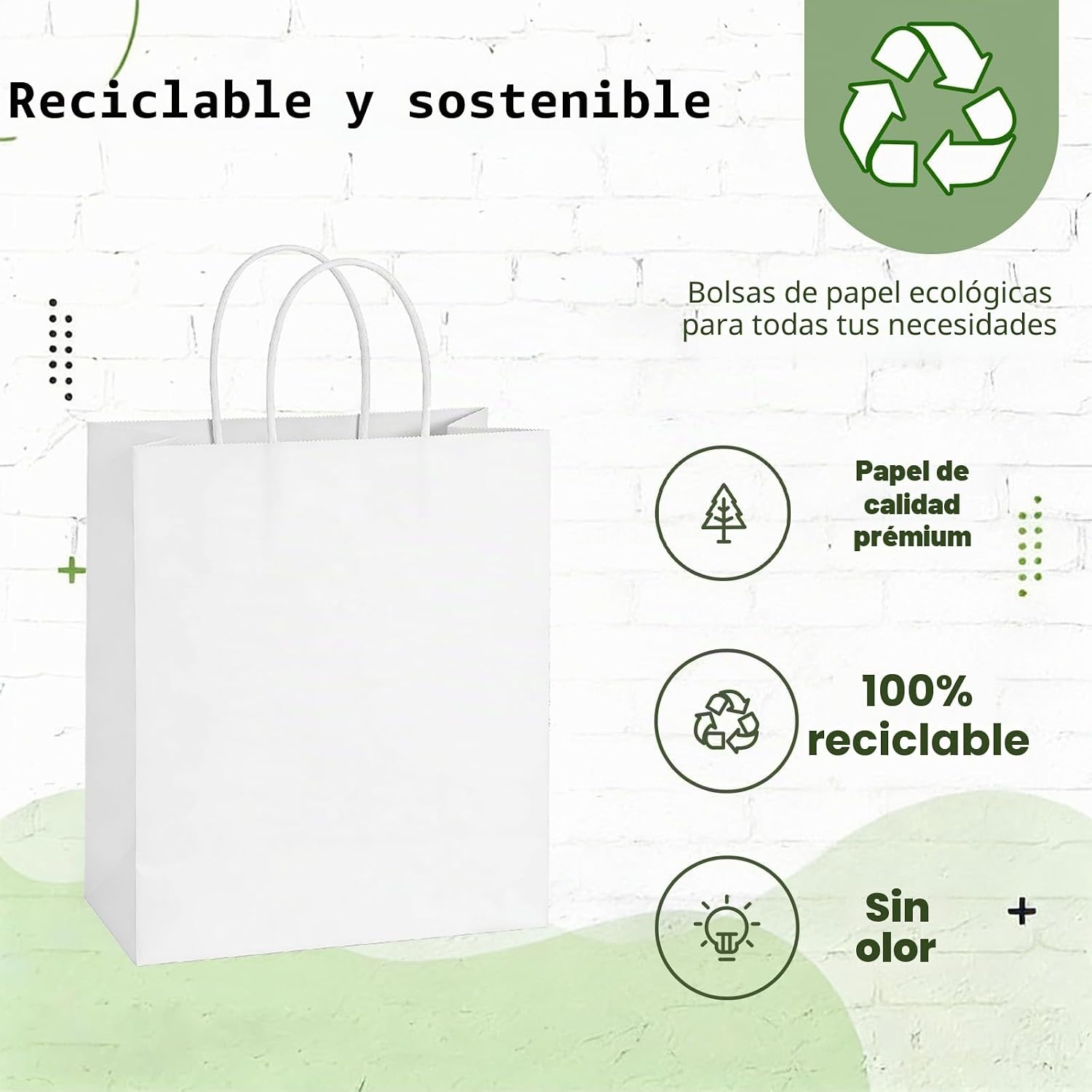 Detalle de Weifeng 20 Bolsas de Papel Kraft medianas con Asas 21x11x27 cm – Pack de regalo