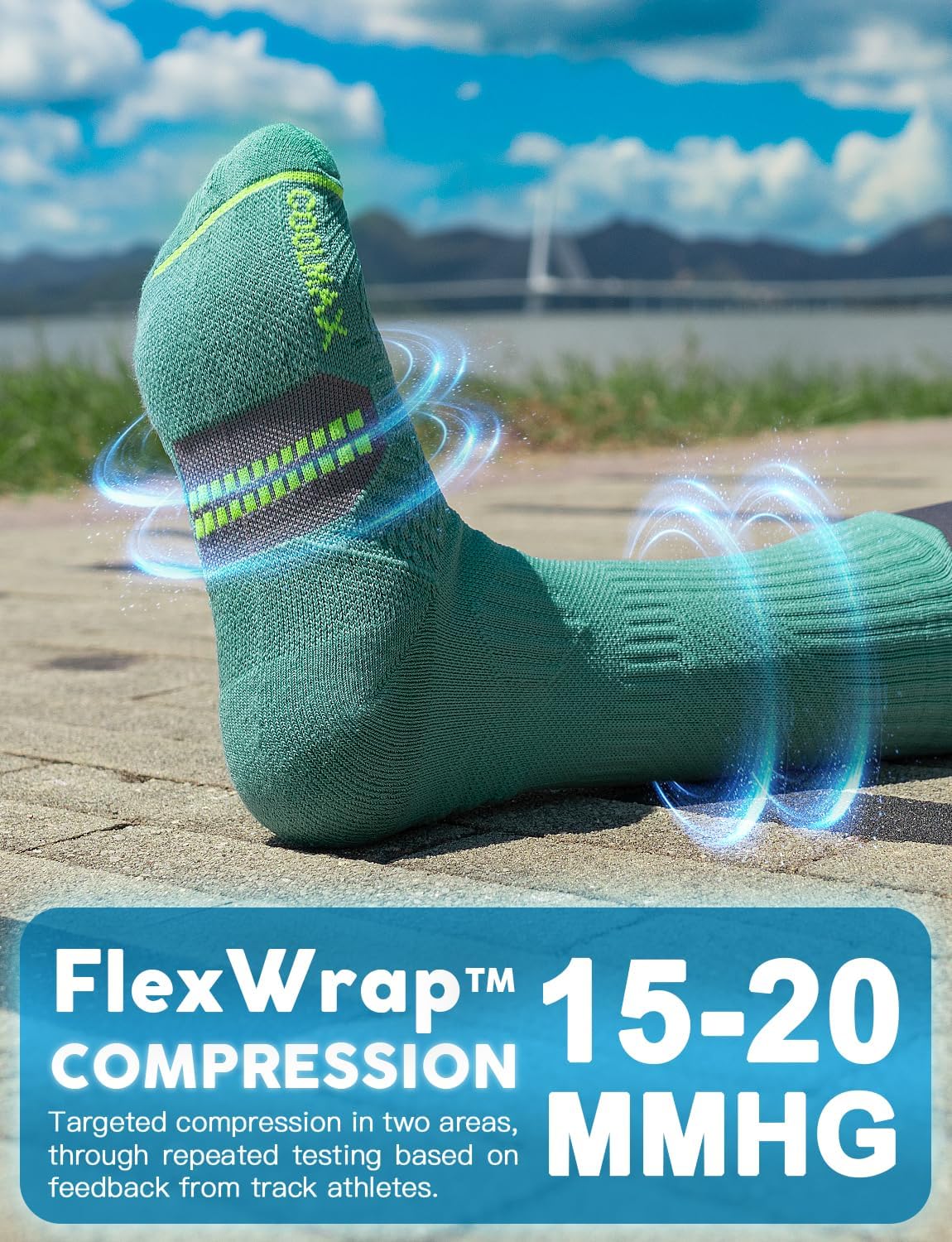 Thumbnail 4 de Juclise Womens Coolmax Bamboo Compression Running Crew Socks, 3 Pairs
