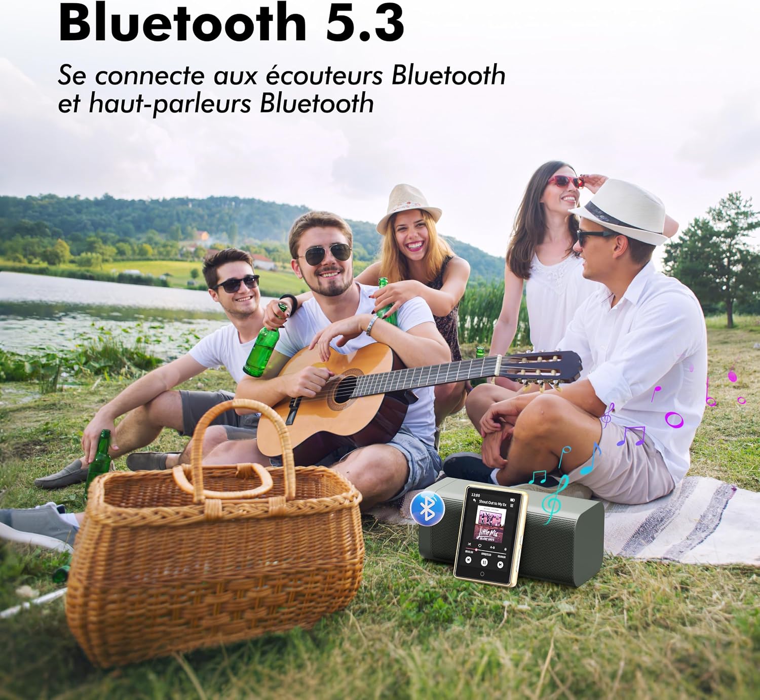 Detalle de PINHUI M7-32-GL MP3-speler, 32 GB, Bluetooth 5.3 en 2,8-inch touchscreen