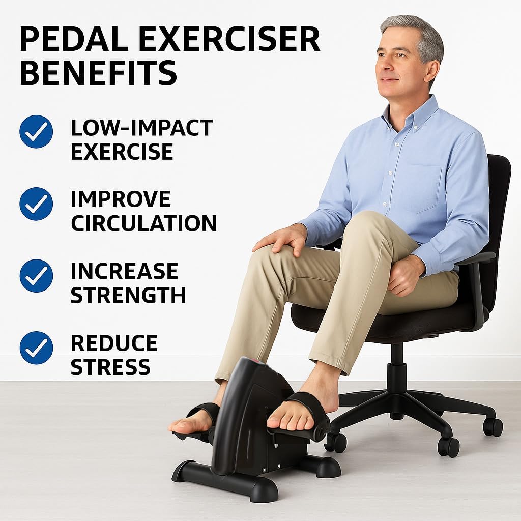 Detalle de Wacloud Mini Under-Desk Pedal Exerciser with LCD and Adjustable Resistance