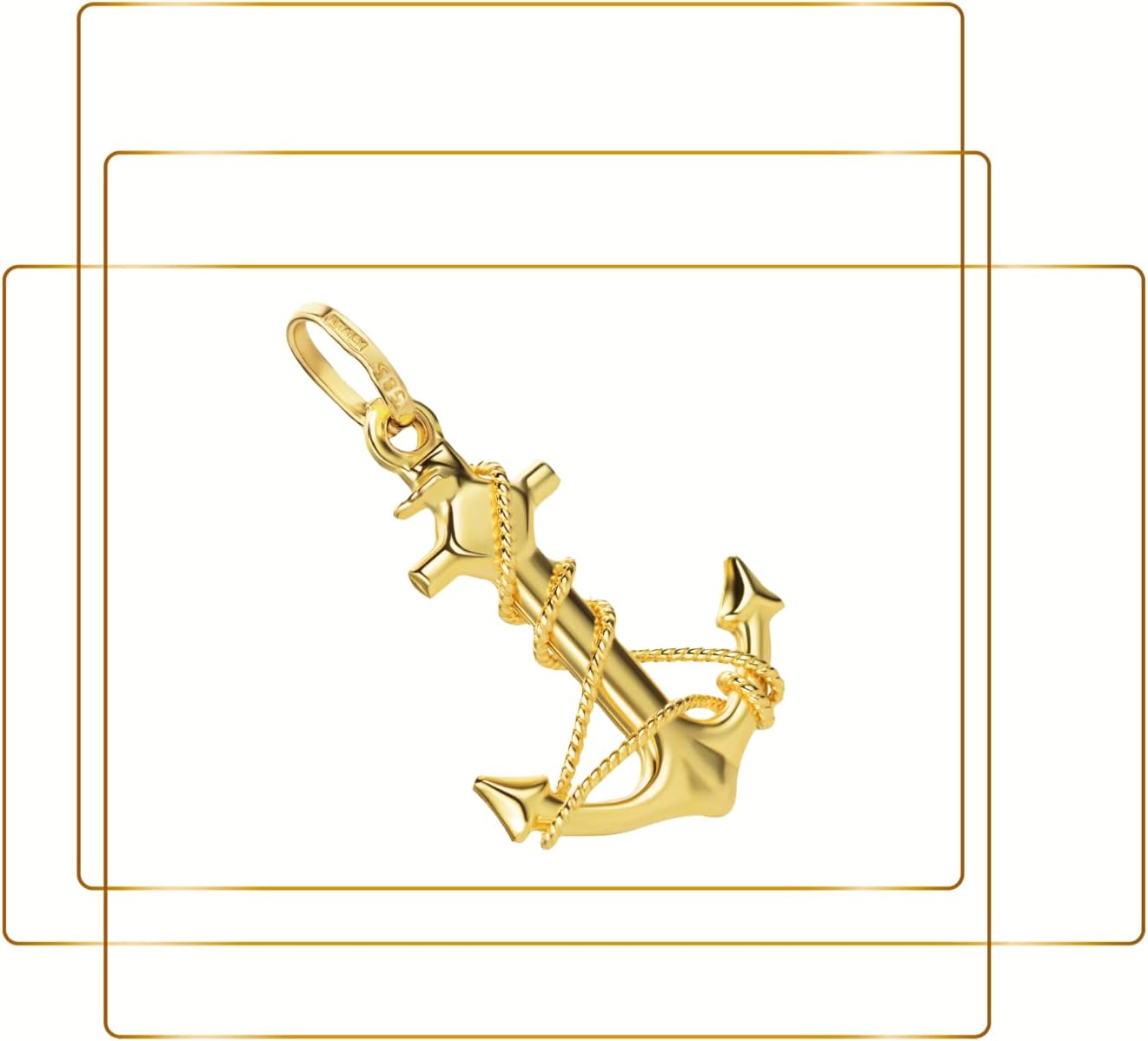 Thumbnail 3 de Ciondolo con motivo a forma di ancora e corda in oro giallo 585 (14 kt) – 20 x 13 mm, peso 1,15 g