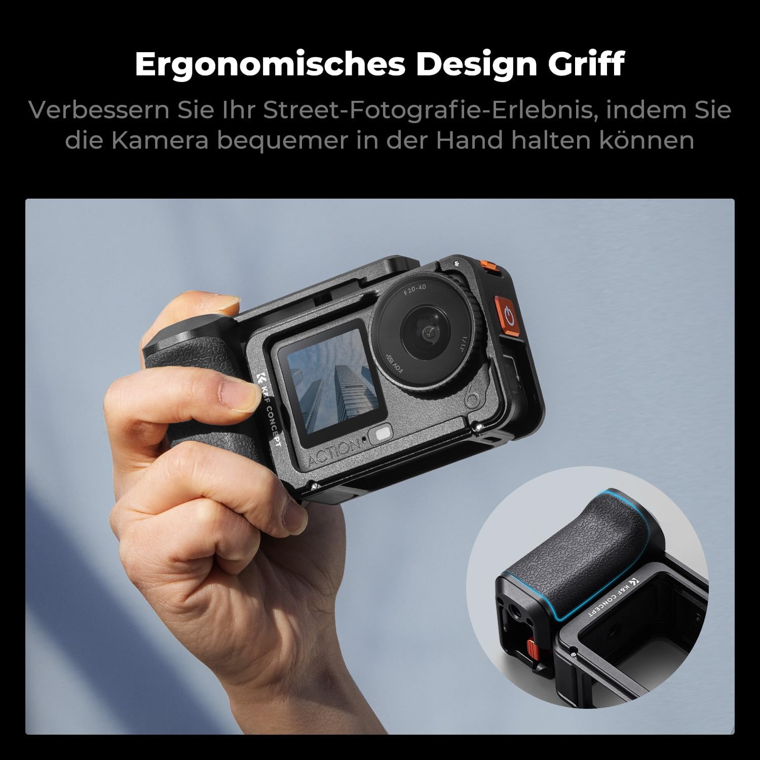 Thumbnail 1 de K&F CONCEPT Street Grip Kit mit Käfig für DJI Osmo Action 6 – Griffhalter-Set mit Schnellverschluss