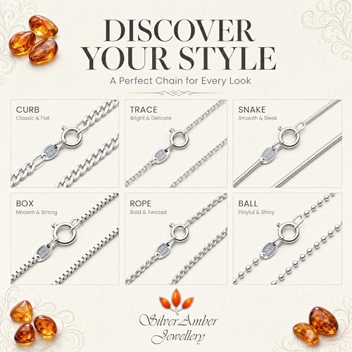 Thumbnail 6 de SilverAmber Jewellery UK 925 Sterling Silver 18" Delicate Italian Curbs Chain Necklace (0.52 mm) – GCH00518