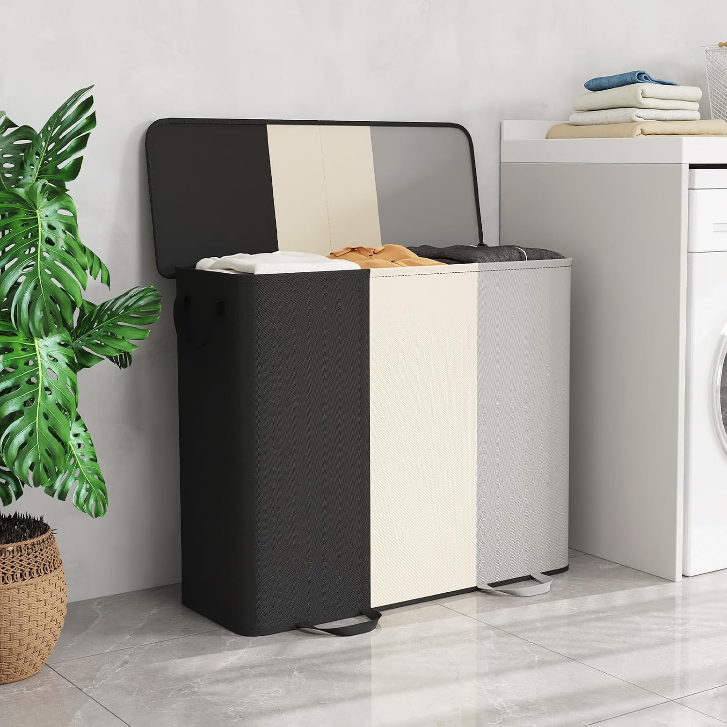 Thumbnail 1 de Lifewit 185L Laundry Hamper with Lid, Three Sections and Removable Bags