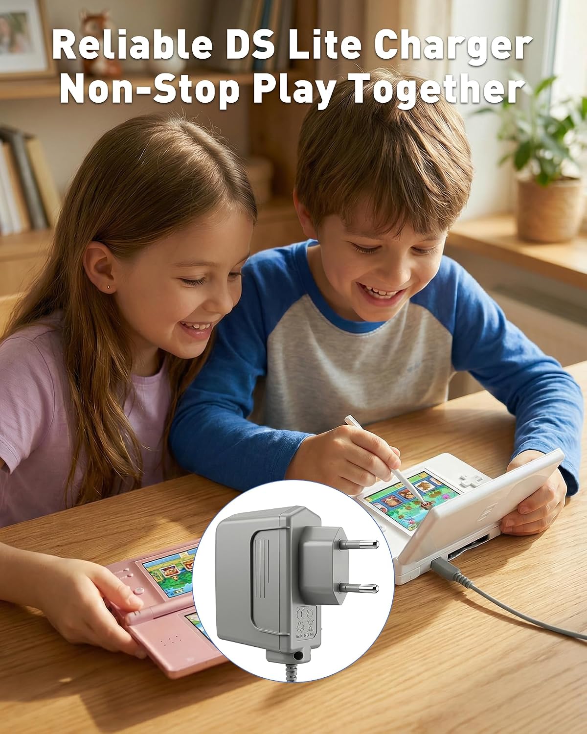Thumbnail 3 de Sanicata-oplader voor Nintendo DS Lite, reiswandlader met 2-polige aansluiting