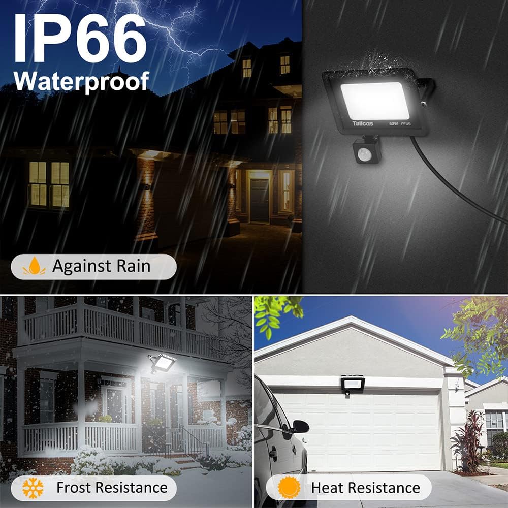 Detalle de Tailcas faretto LED da esterno con sensore di movimento IP66, 72 LED 6500K e 4500 lm (50 Watt)